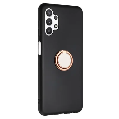 For Samsung Galaxy A13 4G / 5G / A04s 4G (164.7mm) / A04 4G (164.4mm) / M13 5G Phone Back Matte TPU Cover with Ring Kickstand - Rose Gold