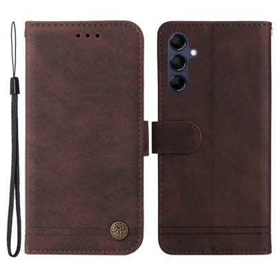 Cover Portafoglio in Pelle per Samsung Galaxy M14 5G, Cover Touch Skin con Supporto e Cinturino - Marrone