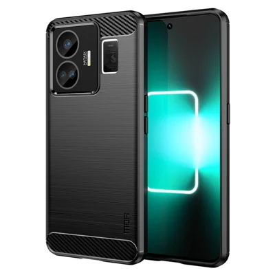 MOFI JK TPU Série-1 Coque de protection pour Realme GT3 5G / GT Neo 5 5G Fibre de carbone Brossé TPU Coque de téléphone - Noir