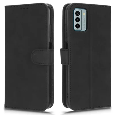 Wallet Case for Nokia G22 Skin-touch PU Leather Stand Magnetic Phone Cover - Black