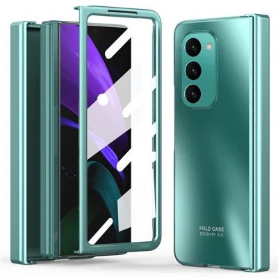 Hard PC Phone Case for Samsung Galaxy Z Fold2 5G Anti-Drop Protective Phone Shell Cover with Screen Film - Green