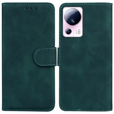 Einfarbige Handyhülle für Xiaomi 13 Lite / Civi 2 5G PU-Leder-Geldbörse mit Ständer, stoßfeste Handyhülle - Grün