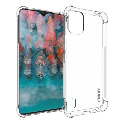 ENKAY HAT PRINCE Para Nokia C12 4G / C12 Plus / C12 Pro Capa Transparente em TPU Anti-risco Capa Fina com Borda Anti-derrapante
