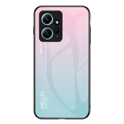 Til Xiaomi Redmi Note 12 4G telefonbeskyttelse af hårdt PC-materiale, blødt TPU og stærkt temperskit glas med farvegradient - Gradient rosa blå