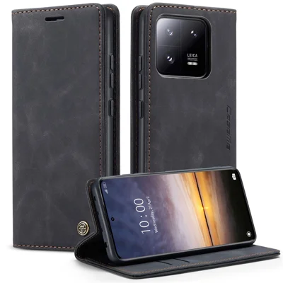 CASEME 013 Series For Xiaomi 13 Pro 5G Wallet Stand Phone Case Phone Leather Cover - Black