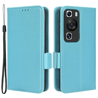 Für Huawei P60 / P60 Pro Litchi Textur PU Leder Brieftasche Schutzhülle Stand Telefonabdeckung mit Riemen - Baby Blau