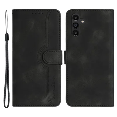 YX003 For Samsung Galaxy A14 4G / A14 5G TPU+PU Leather Imprinted Pattern Cover Wallet Phone Stand Case - Black