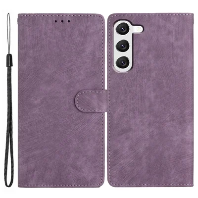 For Samsung Galaxy S23 Solid Color Leather Wallet Protective Cover Skin-touch Stand Phone Case - Purple