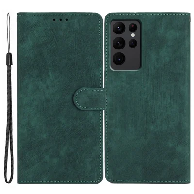 For Samsung Galaxy S23 Ultra Leather Wallet Full Protection Cover Skin-touch Stand Phone Case - Green