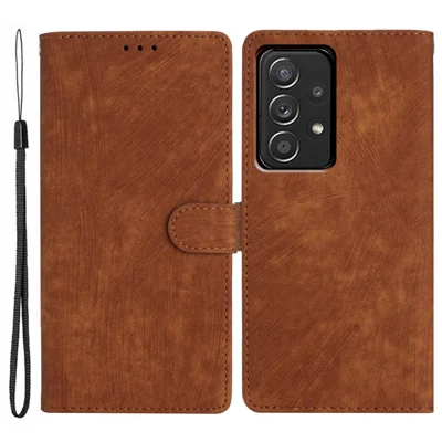 For Samsung Galaxy A73 5G PU Leather Full Protection Cover Skin-touch Wallet Stand Phone Case - Brown