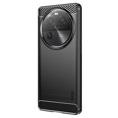 MOFI JK TPU Series-1 For Oppo Find X6 Flexible TPU Slim Fit Phone Case Carbon Fiber Brushed Texture Cover - Black