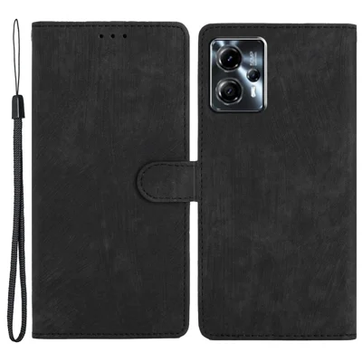 For Motorola Moto G13 4G / G23 4G / G53 5G Stand Phone Cover Skin-touch Leather Wallet Phone Case - Black