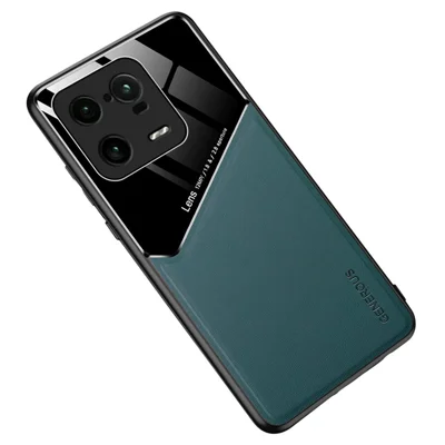 Anti-Dorp Slim Case for Xiaomi 13 Pro 5G TPU PC PU Leather Phone Case Support Magnetic Car Mount - Green