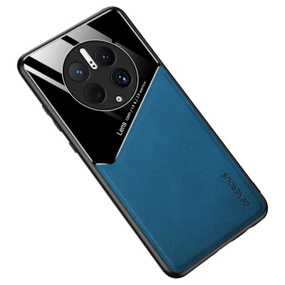 Per Huawei Mate 50 Pro 4G Anti-Drop Phone Case TPU + PC + PU Leather Slim Phone Cover Support Magnetic Car Mount - Blu