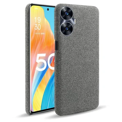 For Realme C55 Smartphone Case Solid Color Shockproof Hard PC+Cloth Phone Cover - Grey