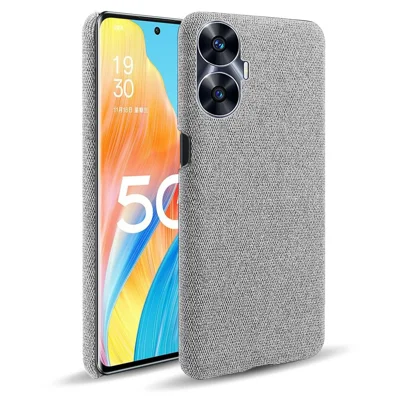 For Realme C55 Smartphone Case Solid Color Shockproof Hard PC+Cloth Phone Cover - Light Grey