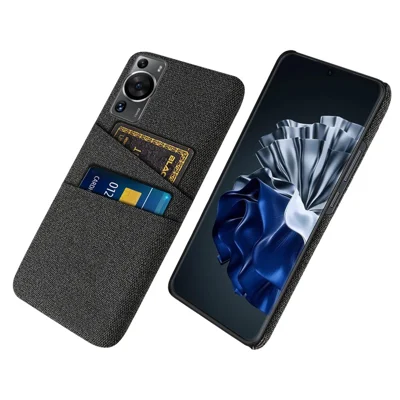 Für Huawei P60 / P60 Pro Dual Card Slots Handyhülle Harte PC + Tuch Handyhülle - Schwarz
