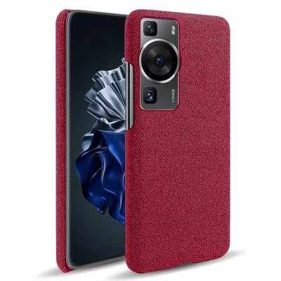 För Huawei P60 / P60 Pro enfärgat mobilskal hård PC + tyg stötsäkert slipfritt skydd - Röd