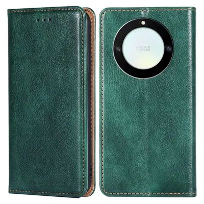 Anti-drop Phone Cover For Honor X40 5G / Honor X9a 5G / Magic5 Lite 5G PU Leather Wallet Stand Case - Green