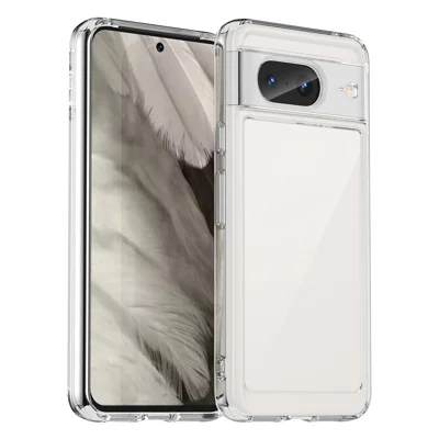 For Google Pixel 8 Flexible TPU+Hard Acrylic Phone Case Anti-Scratch Cell Phone Shell Cover - Transparent