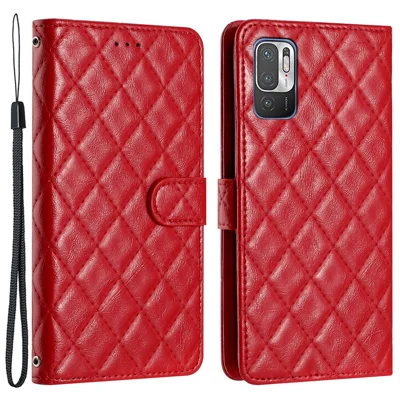 Leer telefoonhoesje met standaard en portemonnee voor Xiaomi Poco M3 Pro 4G / 5G / Redmi Note 10 5G / Note 10T 5G - Rood