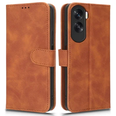 For Honor X50i 5G / 90 Lite 5G PU Leather Wallet Drop-proof Cover Skin-touch Stand Phone Case - Brown