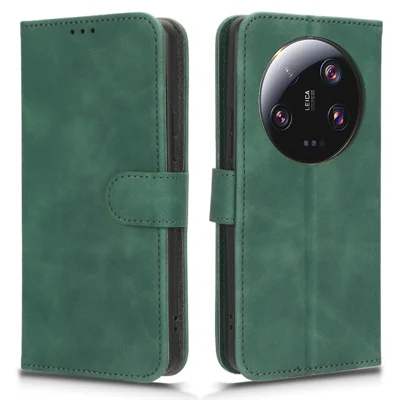 Für Xiaomi 13 Ultra Brieftasche Handyhülle Skin-touch Ständer PU Leder+TPU Handyhülle - Grün