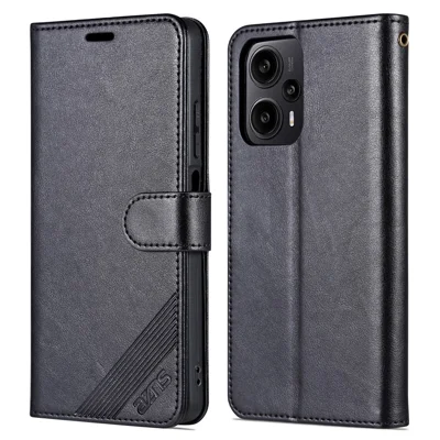 AZNS voor Xiaomi Redmi Note 12 Turbo / Poco F5 5G mobiele telefoonhoes TPU+PU Leren telefoonhoes Portemonnee telefoonhoes - Zwart