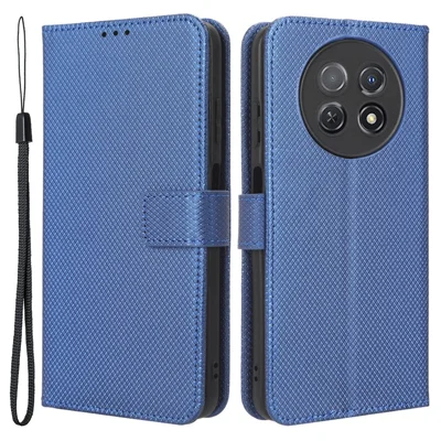 For Huawei nova Y91 4G / Enjoy 60X Wallet Phone Case PU Leather Diamond Texture Phone Stand Cover - Blue