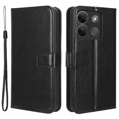 Funda de soporte para Infinix Smart 7 HD 4G (X6516) Crazy Horse Texture Wallet Funda de cuero PU - Negro