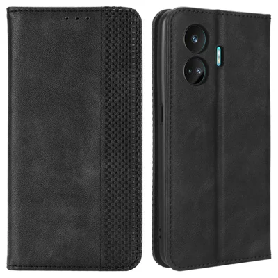 Magnetic Phone Case Wallet for Realme GT Neo5 SE 5G , Stand Retro PU Leather Phone Protection Cover - Black