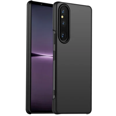For Sony Xperia 1 V Hard PC Phone Cover Anti-Scratch Solid Color Mobile Phone Case - Black