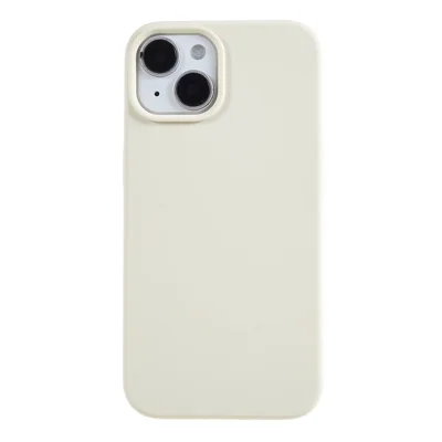 For iPhone 13 6.1 inch Shockproof Liquid Silicone Phone Case Back Protective Cover with Soft Lining - White