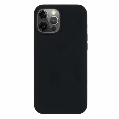 Für iPhone 12 / 12 Pro Flüssigsilikon-Handyhülle Weiche Fütterung Kratzfeste Handyhülle - Schwarz