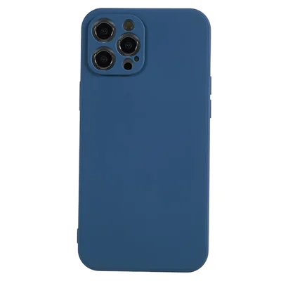 For iPhone 12 Pro Max 6.7 inch Soft TPU Drop-Proof Rubberized Cover Fiber Lining Cushion Phone Case - Sapphire