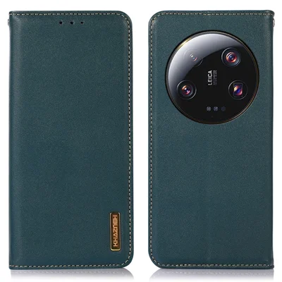 KHAZNEH Für Xiaomi 13 Ultra Mobiltelefon-Abdeckung RFID-Blockierung Echtes Rindsleder Standfuß-Geldbörse - Grün