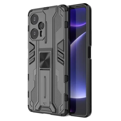 Fotel na Xiaomi Redmi Note 12 Turbo / Poco F5 5G z podstawką przeciwwypadkową Twarda obudowa PC i miękka z TPU - Czarny