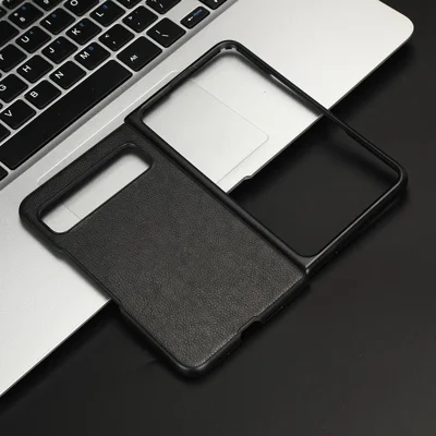 For Google Pixel Fold PU Leather Coated PC Hard Cell Phone Case Litchi Texture Shockproof Cover - Black