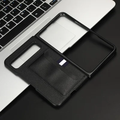 For Google Pixel Fold PU Leather Hard PC Phone Case Litchi Texture Card Slot Cover - Black