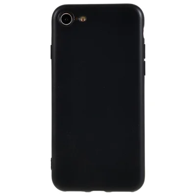 Para iPhone 7 / 8 / SE (2022) / SE (2020) Funda de teléfono con tapa posterior brillante y antiarañazos de TPU - Negro