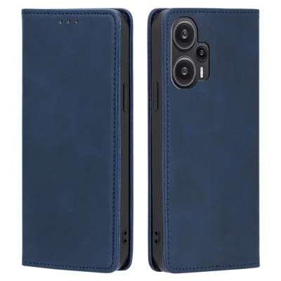 For Xiaomi Redmi Note 12 Turbo / Poco F5 5G Calf Texture Case Stand PU Leather Wallet Phone Shell - Sapphire