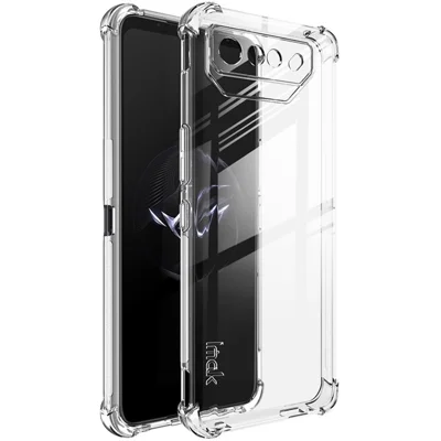 IMAK pour Asus ROG Phone 7 5G / Phone 7 Pro / Phone 7 Ultimate 5G Étui de téléphone Airbag Coussin Coin TPU Transparent Couvercle - Transparent