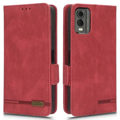 Protector Shell  for Nokia C32 Phone Case Hardware Decor PU Leather Wallet Stand Cover - Rose
