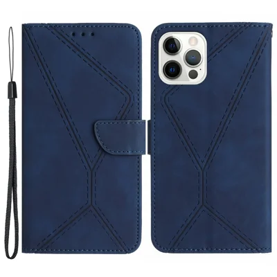 HT05 Phone Flip Case for iPhone 14 Pro Magnetic Clasp Wallet Shell Skin-touch PU Leather Cover - Blue