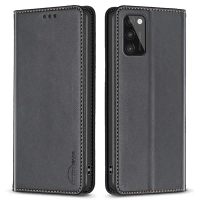 Étui en cuir pour téléphone BINFEN COLOR BF18 pour Samsung Galaxy A41 (version mondiale) Porte-cartes Support - Noir
