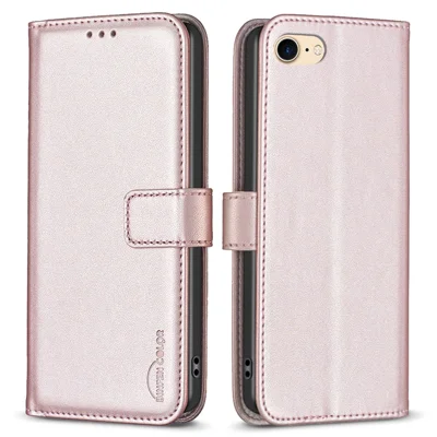 BINFEN COLOR BF17 Para iPhone 6 / 6s / 7 / 8 4.7 pulgadas Funda de Teléfono de Cuero de PU con Soporte Plegable y Cartera - Oro Rosa