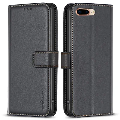 BINFEN COLOR BF17 Leather Wallet Case for iPhone 6 Plus / 6s Plus / 7 Plus / 8 Plus 5.5 inch , Stand Magnetic Flip Phone Cover - Black