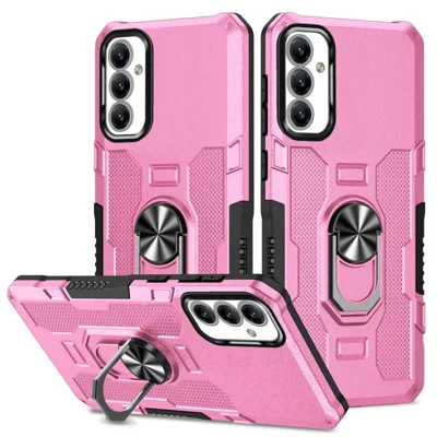 For Samsung Galaxy A14 5G / A14 4G Ring Holder Kickstand Phone Case PC + TPU Protective Cover - Pink