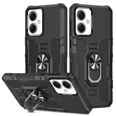 For Xiaomi Redmi Note 12 5G (China) / (India) / (Global) / Poco X5 5G Phone Case PC + TPU Ring Holder Kickstand Cover - Black