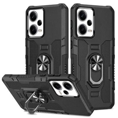 Kickstand Phone Case for Xiaomi Redmi Note 12 Pro 5G / Note 12 Pro Speed 5G / Poco X5 Pro 5G , PC + TPU Shockproof Cover - Black